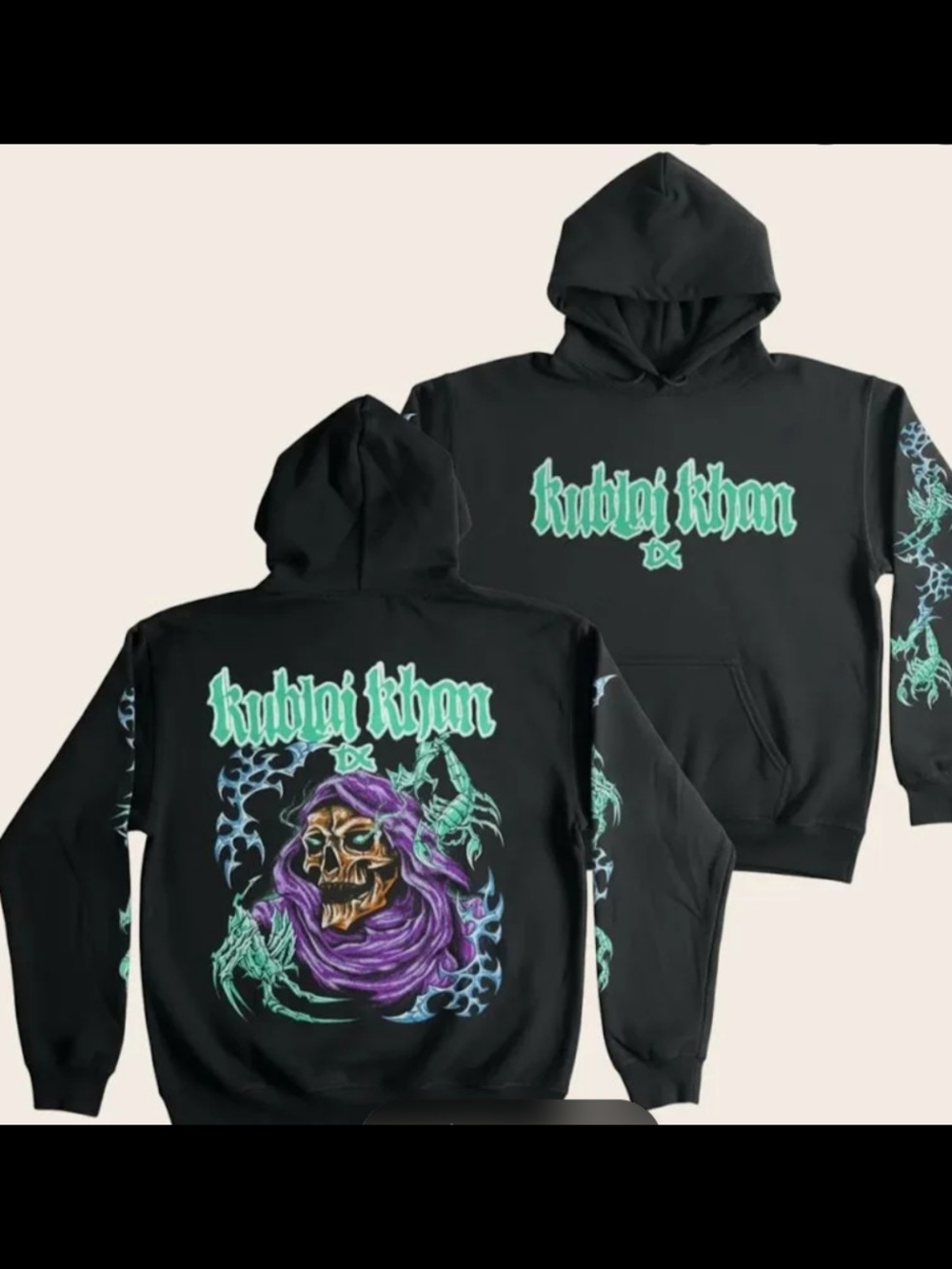 Kublai Kahn Graphic Skull Hoodie Kangaroo Pouch New No Tags XL